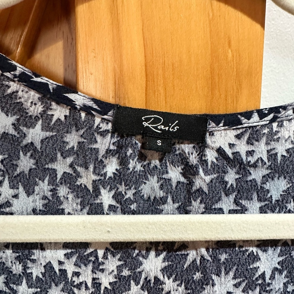 Rails Willa Navy Long Sleeve Mini dress Stellar Print Size Small EUC - Picture 4 of 9